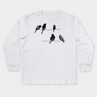 Birds on a wire Kids Long Sleeve T-Shirt